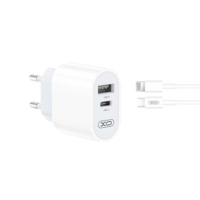 Φορτιστής με 2 Θύρες USB-A και USB-C και Καλώδιο type C