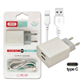 Φορτιστής με 2 Θύρες USB-A και Καλώδιο USB-C